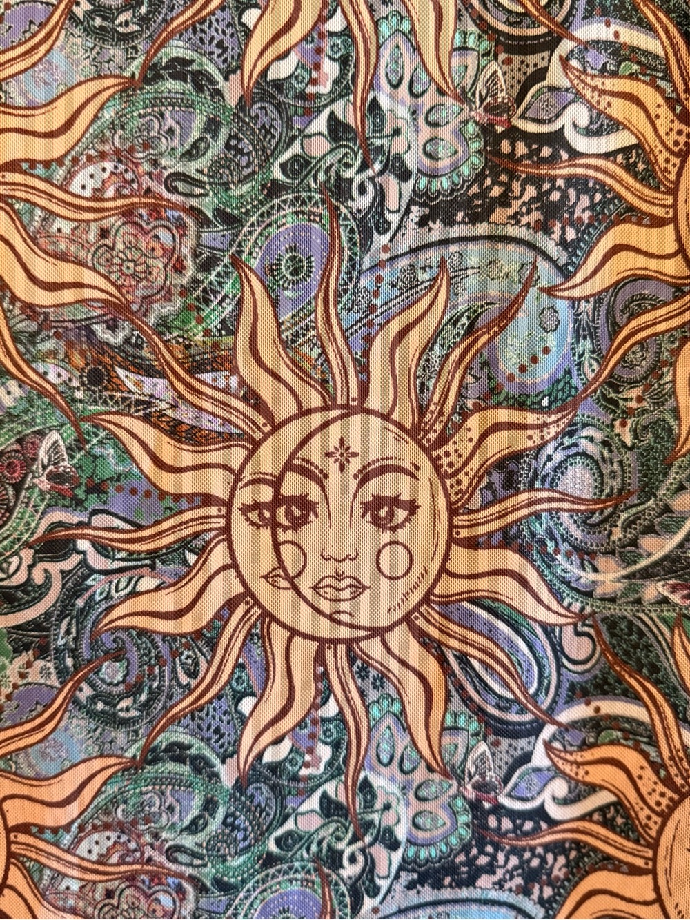 SHEIN MOD Sun Print Lettuce Trim Celestial Motif Maxi Skirt Medium - Picture 14 of 14